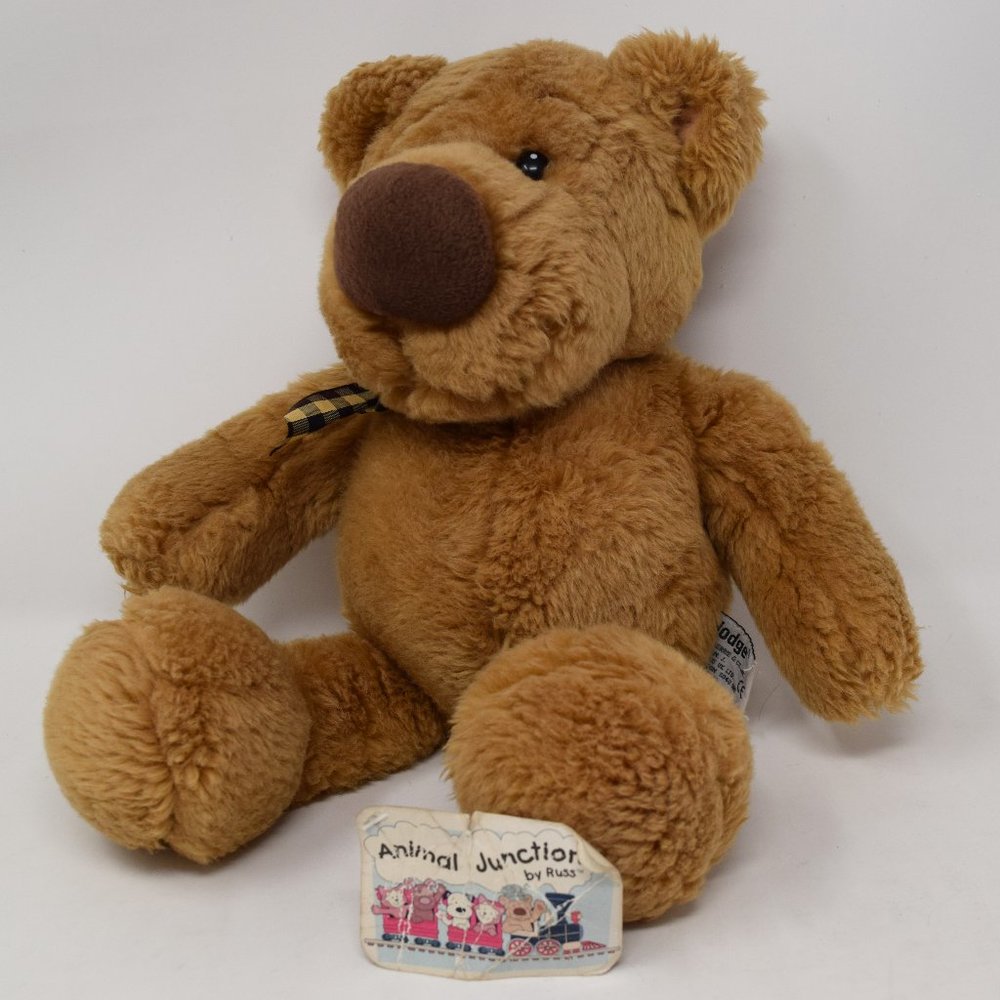 Animal Junction Russ Berrie Teddy Bear Hodge 27428 Brown Soft Cuddly Vintage 14"